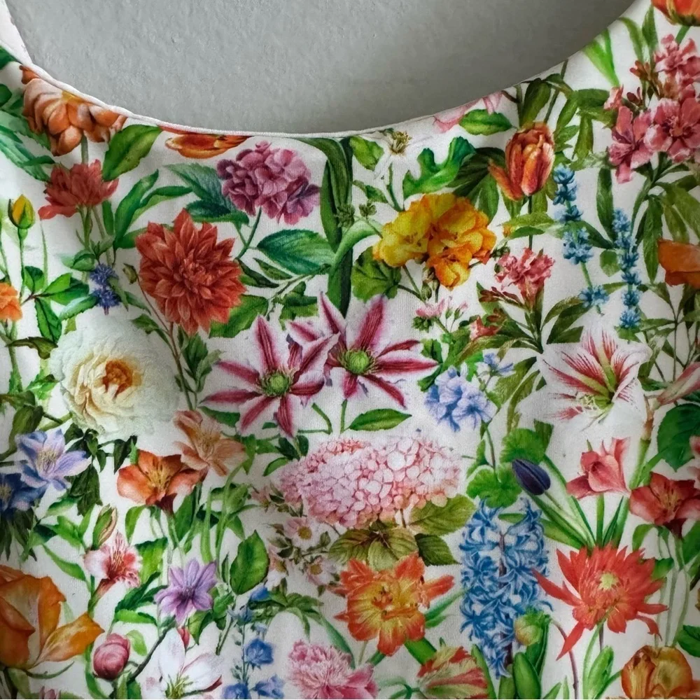 Onia Rachel Floral Scoop One-Piece in Lily White Size Large